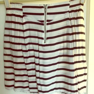 Navy and white stripped skirt with front zipper